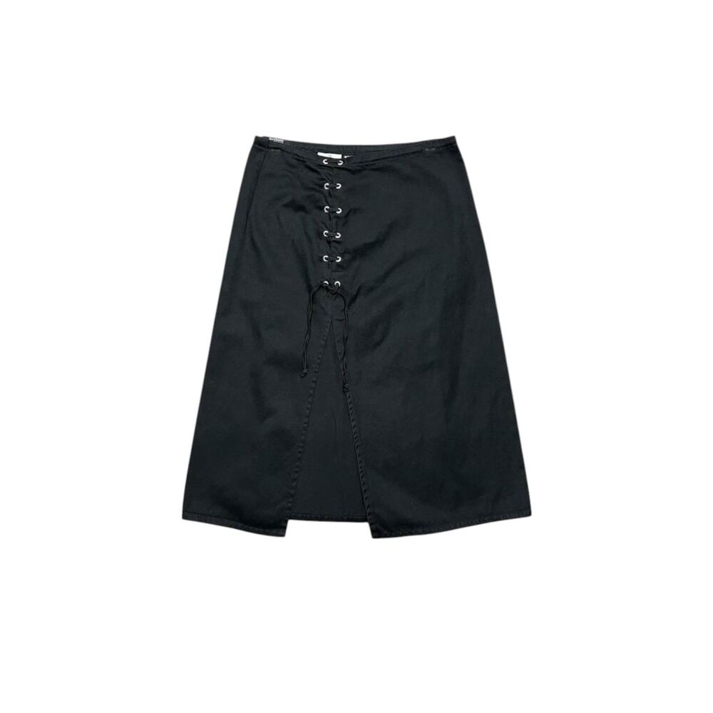 1990s GianFranco Ferré lace up corset style skirt w a high thigh slit size small